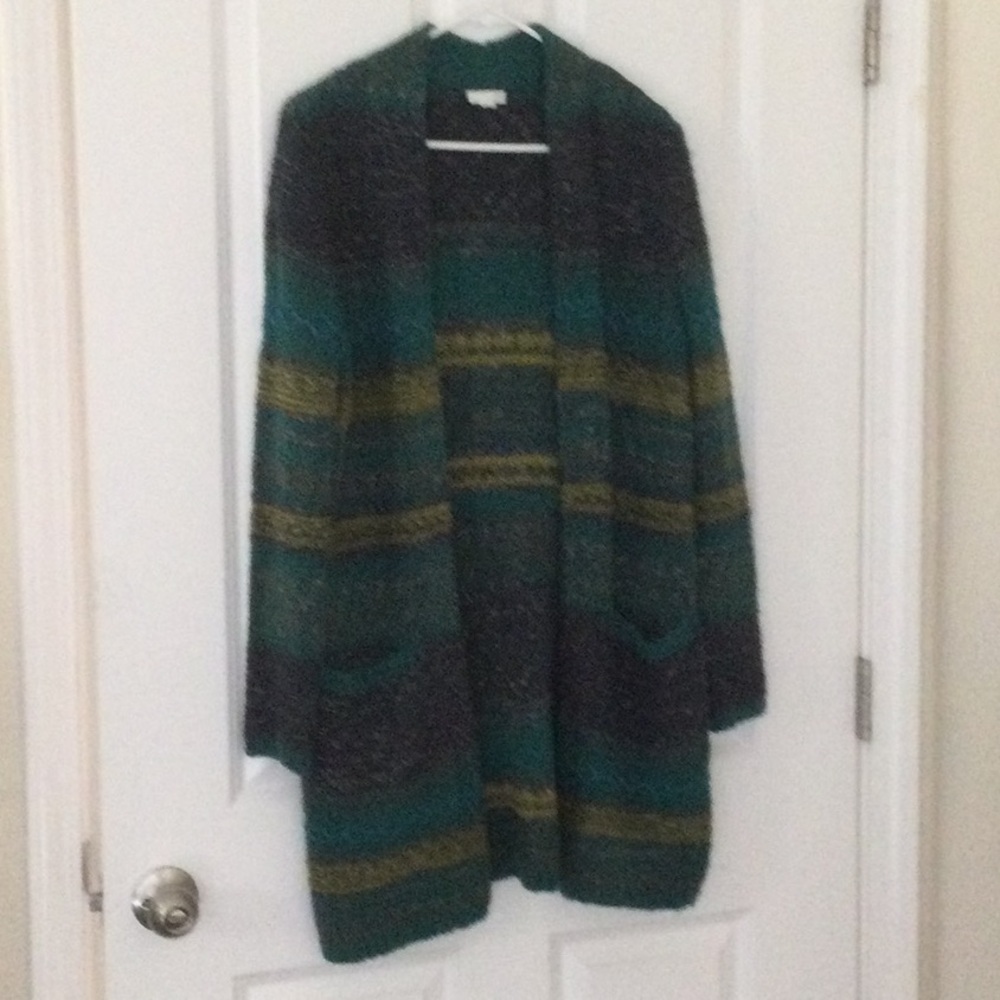 J.Jill Long Multi-color Cardigan Fall, Winter Sweater, Size Small.